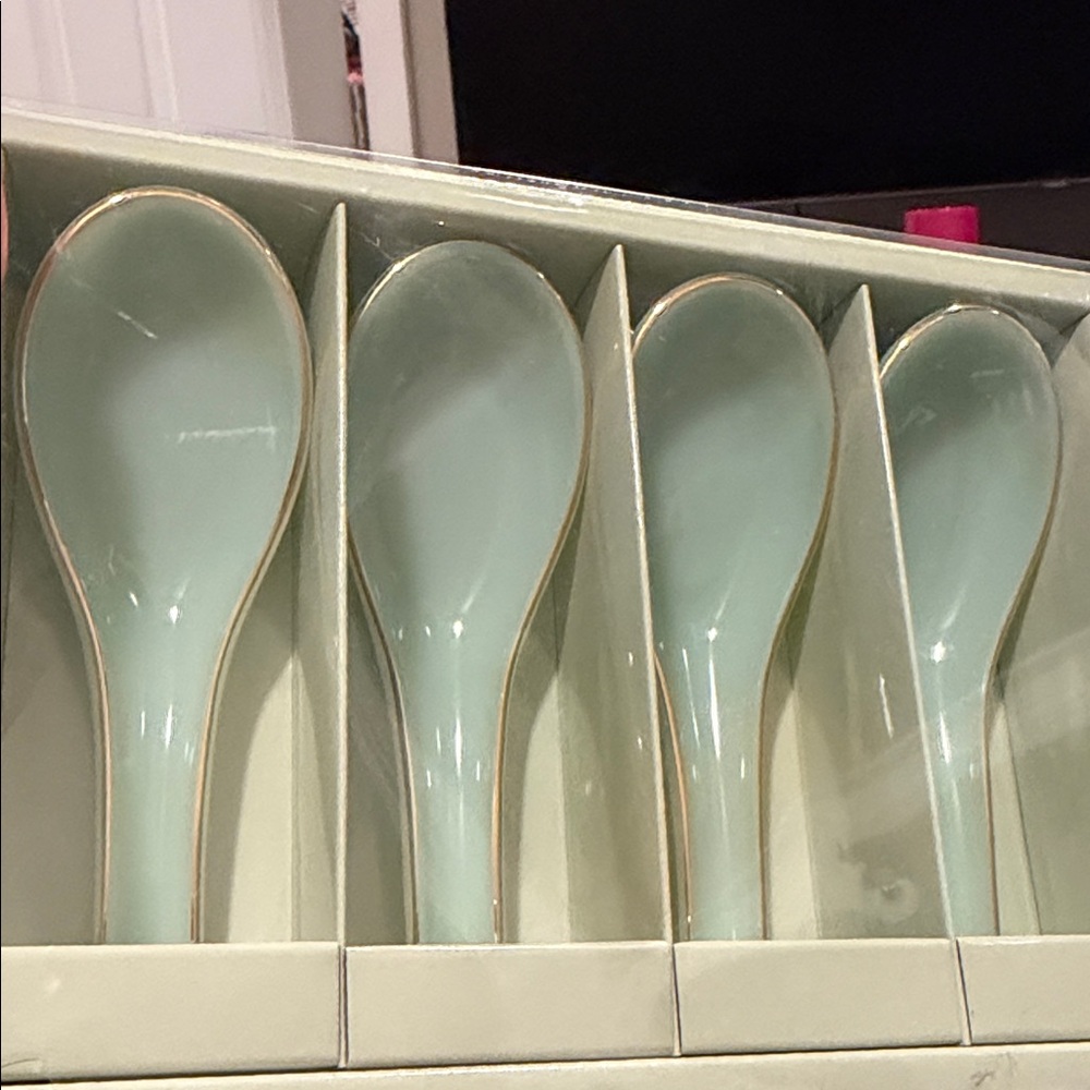 Crescent Mint Green Ceramic Spoon Set